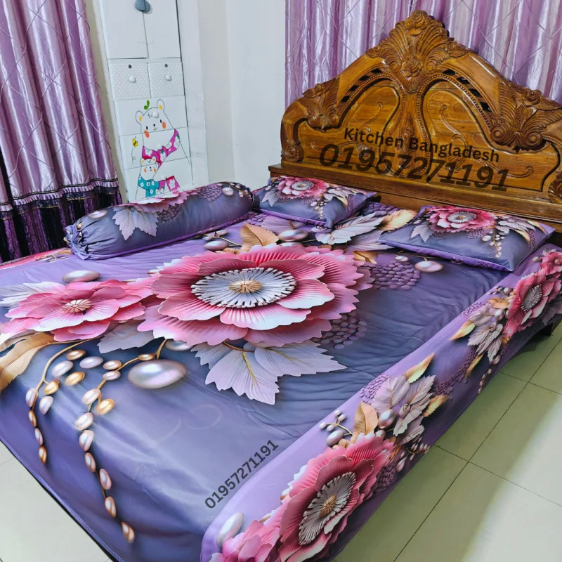 B3 Stylish 3d Bed + Pillow Cover (Premium Quality ১৫০০ গ্রাম গ্যারান্টি)