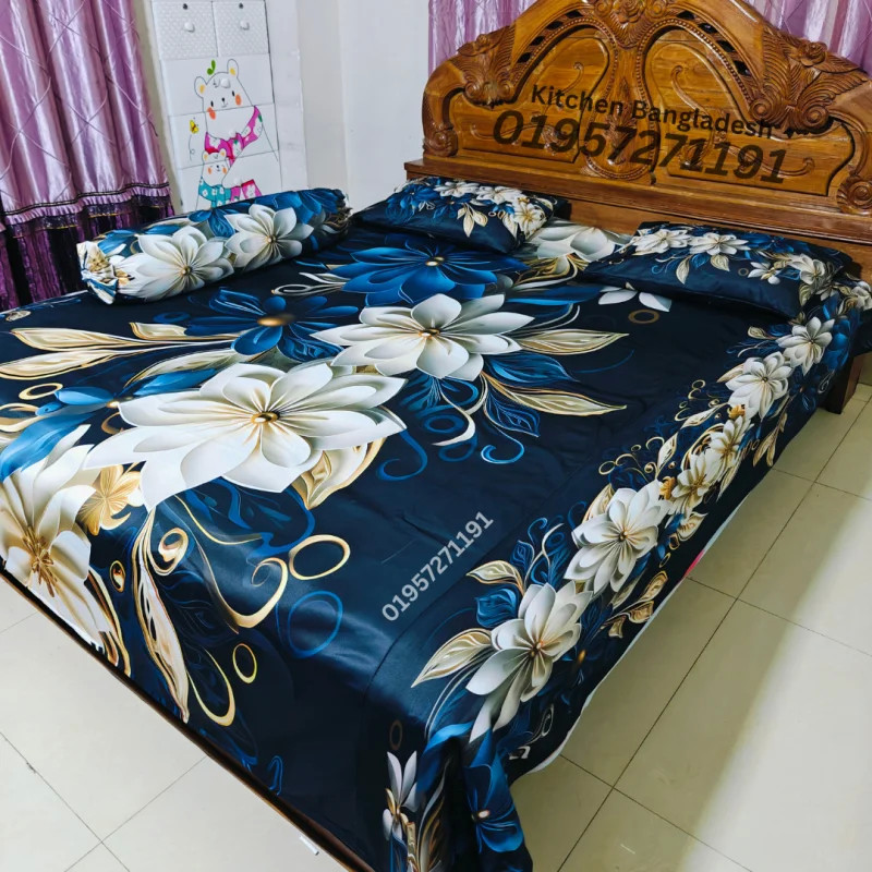 B4 Stylish 3d Bed + Pillow Cover (Premium Quality ১৫০০ গ্রাম গ্যারান্টি)