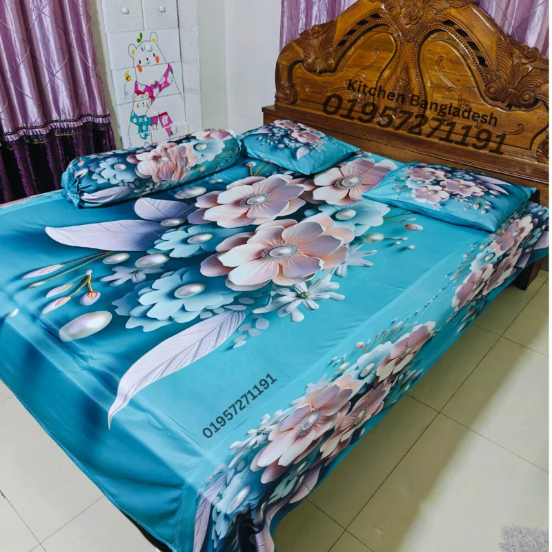 B7 Stylish 3d Bed + Pillow Cover (Premium Quality ১৫০০ গ্রাম গ্যারান্টি)