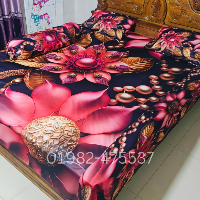B11 Stylish 3d Bed + Pillow Cover (Premium Quality ১৫০০ গ্রাম গ্যারান্টি)